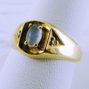 Men's 10K Yellow Gold Moonstone and Diamond Ring