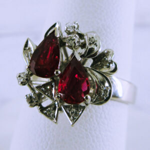 14K White Gold Diamond and Synthetic Ruby Ring