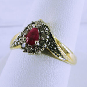 14K Yellow Gold Ruby and Diamond Ring