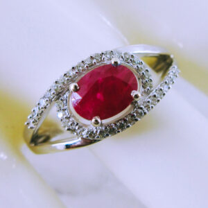 14K White Gold Diamond and Ruby Ring