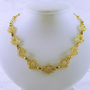 18K Yellow Gold 30" Flower Link Necklace