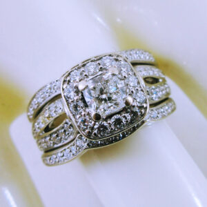 14K White Gold Soldered 3-Ring Diamond Bridal Set