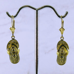 14K Yellow Gold Hawaii Flip Flop Earrings