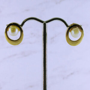 14K Yellow Gold Pearl Earrings