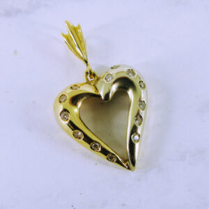 14K Yellow and White Gold Heart Pendant with Diamonds