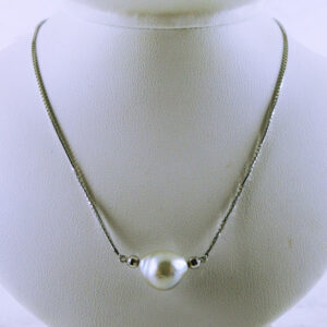 Platinum 16" Necklace with Pearl Pendant