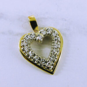 10K Yellow Gold Heart Pendant with Diamonds