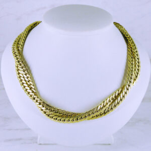 14K Yellow Gold 2-Strand Braided Curb Link Chain