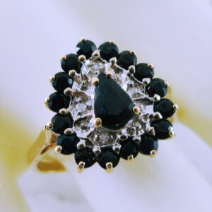 10K Yellow Gold Sapphire and Diamond Ring