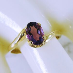 14K Yellow Gold Genuine Amethyst Ring