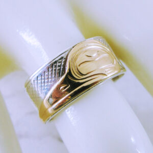 Sterling Silver and 14K Yellow Gold Wedding Ring