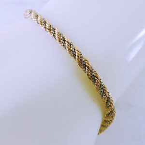 [SET] 10K White and Yellow Gold Box and Rope Link Bracelet
