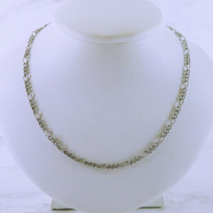 10K White Gold Diamond Cut Figaro Link 16" Chain
