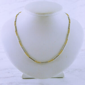 10K Yellow and White Gold Bar and Bead 16" Chain