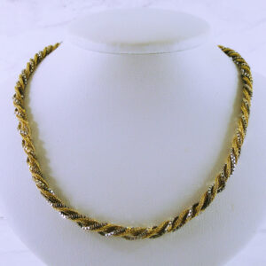 [SET] 18K White and Yellow Gold Box and Rope Link 20" Chain