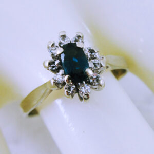 14K White Gold Sapphire and Diamond Ring