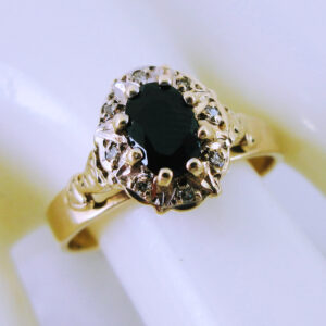 10K Yellow Gold Sapphire and Diamond Ring