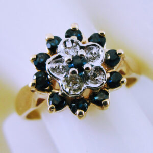 10K Yellow Gold Sapphire and Diamond Ring