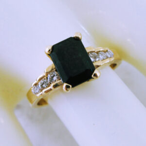 10K Yellow Gold Sapphire and Diamond Ring