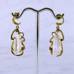 14K Yellow Gold Freshwater Pearl Earrings
