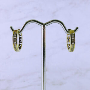 10K Yellow Gold Diamond Huggie Hoop Earrings