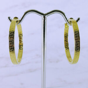 18K Yellow Gold Versace Inspired Hoop Earrings