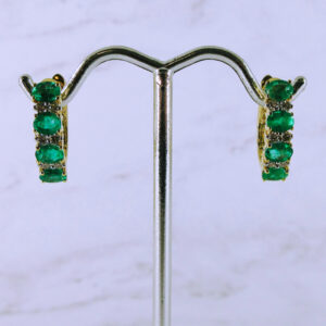 14K Yellow Gold Emerald and Diamond Earrings