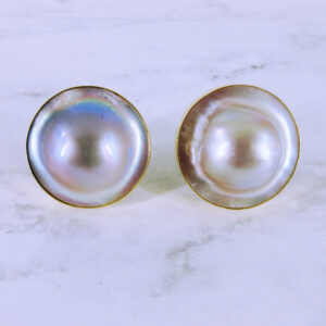 14K Yellow Gold Mabe Pearl Earrings