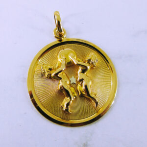 18K Yellow Gold Gemini Twin Zodiac Pendant
