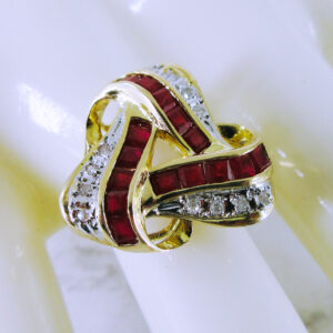 14K Yellow Gold Ruby and Diamond Ring