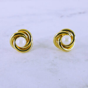14K Yellow Gold Pearl Stud Earrings