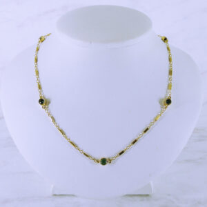 14K Yellow Gold Emerald Station Chain
