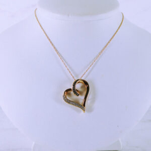 10K Rose Gold Necklace with Diamond Heart Pendant