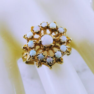 14K Yellow Gold Opal Dinner Ring